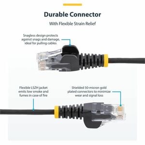 StarTech.com 2 m CAT6 Cable - Slim CAT6 Patch Cord - Black - Snagless RJ45 Connectors - Gigabit Ethernet Cable - 28 AWG (N