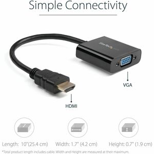 HDMI TO VGA ADAPTER CONVERTER FOR DESKTOP PC / LAPTOP / ULTRABOOK - 1920X1080 - HDMI (M) TO VGA (F)