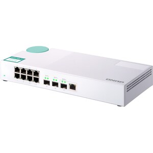 QNAP QSW-308-1C 8 Ports Ethernet Switch - 2 Layer Supported - Modular - Twisted Pair, Optical Fiber - Desktop