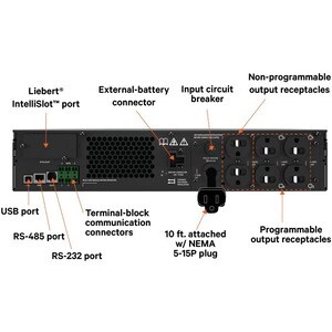 Vertiv Liebert GXT5 2000VA 120V UPS With RDU101 SNMP/Webcard - 2U Rack/Tower - 3 Hour Recharge - 3 Minute Stand-by - 120 V