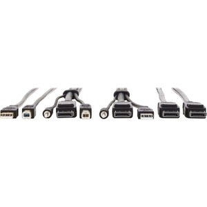 Eaton Tripp Lite Series DisplayPort KVM Cable Kit - DP, USB, 3.5 mm Audio (3xM/3xM) + USB (M/M) + DP (M/M), 4K, 6 ft. (1.8