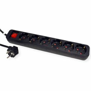 Roline PowerBar Steckdosenleiste - 6 x Typ F (CEE 7/3) - 1,50 m Kabel - 250 V AC Voltage - 3,60 kW - Desktop - Schwarz