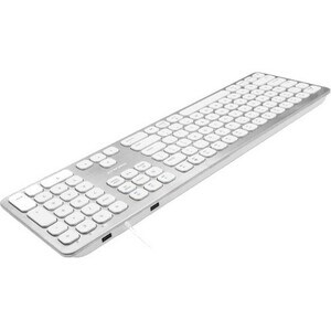 Macally Ultra Slim USB Wired Keyboard with 2 USB Ports For Mac - Cable Connectivity - USB Interface - 110 Key(s) - Compute
