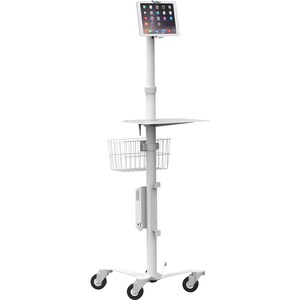 Compulocks Universal Tablet Cling Medical Rolling Kiosk White - Compatible With Tablets 7" - 13" , Rotates Between Orienta
