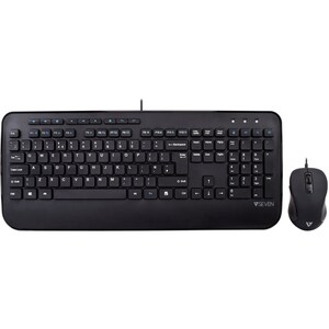 V7 CKU300DE Tastatur & Maus - QWERTZ - Deutsch - Tastatur, Kabel USB, Schwarz - Maus, Optische, Kabel, USB, 1600 dpi Beweg