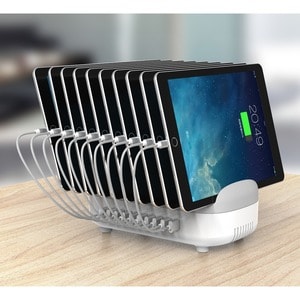 Compulocks 10 Ports USB Charging Dock Station With UK Plug - 10 USB ports, Cooling fan, Multi-protection Safety System, Hi