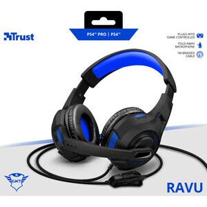 Trust Gaming Ravu 307B Wired Over-the-head Stereo Headset - Blue - Binaural - Circumaural - 32 Ohm - 20 Hz to 20 kHz - 100