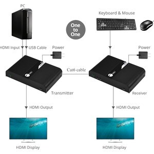 SIIG HDMI 4K30Hz KVM over Cat 6 Extender - Receiver - 1 Computer(s) - 328 ft Range - 4K - 4096 x 2160 Maximum Video Resolu