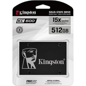 SSD Kingston KC600 - 2.5" Interne - 512 Go - SATA (SATA/600) - Ordinateur de bureau, Notebook Appareil compatible - 300 To