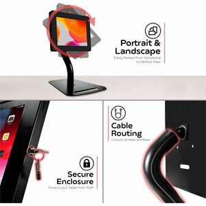 CTA Digital Premium Height-Adjustable Floor-to-Desk Security Kiosk for Tablets - Floor Stand, Desktop - Metal