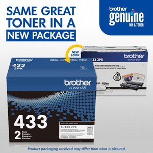 Brother TN-433 Original High Yield Laser Toner Cartridge - Twin-pack - Black - 2 / Box - 4500 Pages Black (Per Cartridge)