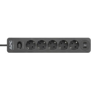 APC by Schneider Electric SurgeArrest Essential Surge Suppressor/Protector - 5 x Schuko CEE 7, 2 x USB - 2.30 kVA - 680 J 