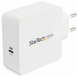 StarTech.com USB C Wall Charger - 60W PD 1m cable - Portable Travel USB Type C Fast Charge Universal Laptop Adapter - USB 