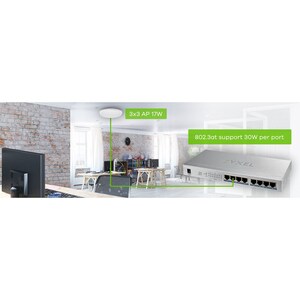 Commutateur Ethernet ZYXEL GS1008HP 8 Ports Gérable - Gigabit Ethernet - 1000Base-T - 2 Couche supportée - Paire torsadée 