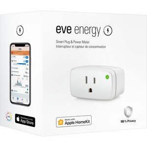 Eve Smart Plug & Power Meter - 1 x AC Power Plug - 240 V AC / 15 A - Apple HomeKit Supported - White