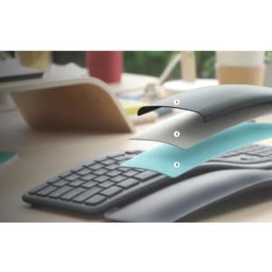 Logitech ERGO K860 Keyboard - Wireless Connectivity - Danish, Norwegian, Swedish, Finnish - QWERTY Layout - Graphite - Blu