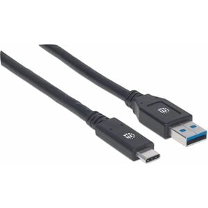 Manhattan Cable USB-C V3.1, C-A 3.0M Negro - 5Gbit/s - Apantallado - Níquel Contacto chapado - 28 AWG - Negro