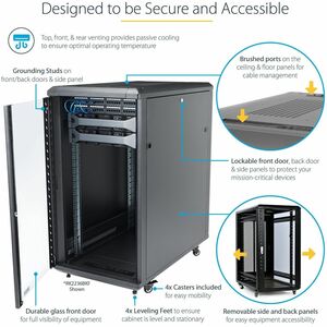 StarTech.com 4-Post 18U Server Rack Cabinet, 19" Data Rack Cabinet for Computer / IT Equipment, Home Network Rack, Half He