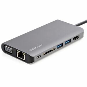 StarTech.com - Adattatore multiporta USB C - Mini dock da viaggio USB-C con HDMI 4K o VGA 1080p - Hub USB 3.0 3x, SD, GbE,