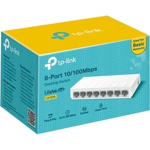 TP-Link LiteWave LS1008 8 Ports Ethernet Switch - 2 Layer Supported - 2.64 W Power Consumption - Twisted Pair - Desktop, C