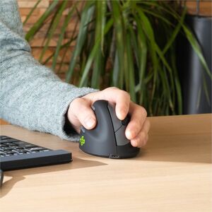 R-Go HE ergonomic mouse, vertical mouse, prevents RSI, medium (hand length 165-185mm), left handed, wireless, black - Wire