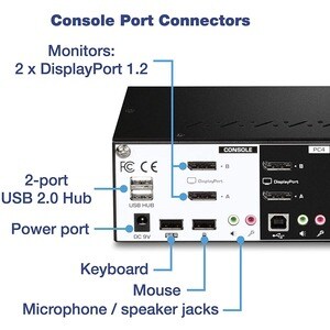 TRENDnet TK-440DP KVM Switchbox - TAA Compliant - 4 Computer(s) - 1 Local User(s) - 3840 x 2160 - 4 - 8 x USB - 10 x Displ