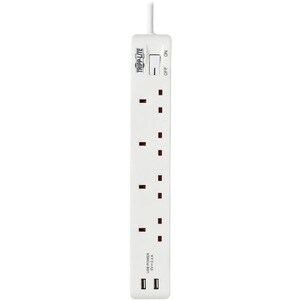 Tripp Lite by Eaton 4-Outlet Power Strip with USB-A Charging - BS1363A Outlets, 220-250V, 13A, 1.8 m Cord, BS1363A Plug, W