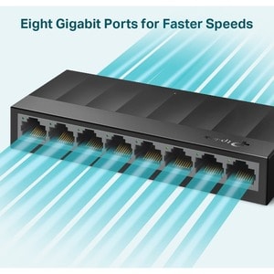 TP-Link LS1008G - Litewave 8 Port Gigabit Ethernet Switch - Desktop Ethernet Splitter - Plastic Case - Unshielded Network 