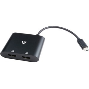 V7 V7UC-2HDMI-BLK A/V Adapter - 1 x Type C USB Male - 2 x HDMI 1.4 Digital Audio/Video Female - 3840 x 2160 Supported - Black