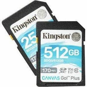 Kingston Canvas Go! Plus 512 GB Class 10/UHS-I (U3) V30 SDXC - 170 MB/s Read - 90 MB/s Write