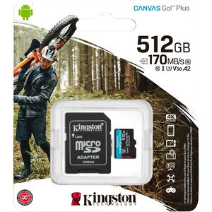 Kingston Canvas Go! Plus 512 GB Class 10/UHS-I (U3) microSDXC - 170 MB/s Lesegeschwindigkeit - 90 MB/s Schreibgeschwindigkeit