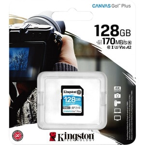 Kingston Canvas Go! Plus SDG3 128 GB Class 10/UHS-I (U3) SDXC - 170 MB/s Read - 90 MB/s Write