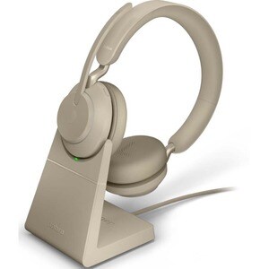 Jabra Evolve2 65 Wireless Over-the-head Stereo Headset - Beige - Binaural - Supra-aural - Bluetooth - USB Type C
