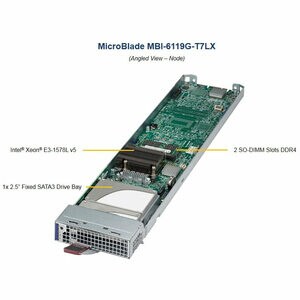 Supermicro MicroBlade MBI-6119G-T7LX Blade Server - 1 Xeon E3-1578L v5 - Serial ATA/600 Controller - 1 Processor Support -