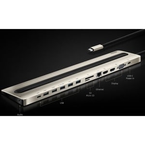 ATEN UH3237 USB-C Multiport Dock with Power Pass-Through - for Notebook/Monitor - 85 W - USB Type C - 8 x USB Ports - 2 x 