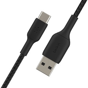 Belkin BOOST↑CHARGE Braided USB-C to USB-A Cable - 6.56 ft USB/USB-C Data Transfer Cable for Smartphone, Power Bank - Firs