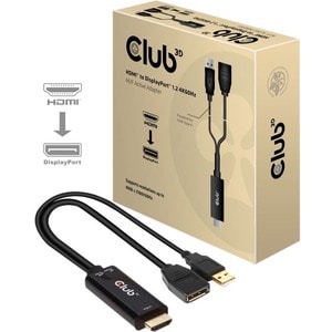 Club 3D HDMI to DisplayPort 4K60Hz M/F Active Adapter - 9.84" DisplayPort/HDMI/USB A/V Cable for Audio/Video Device, Xbox,