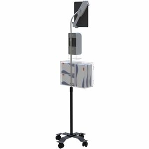 CTA Digital Compact Security Gooseneck Floor Stand for 7-13 Inch Tablets with Sanitizing Station & Automatic Soap Dispense