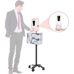 CTA Digital Compact Mobile Sanitizing Station with Automatic Soap Dispenser - Floor - Chrome Plated, Acrylic
