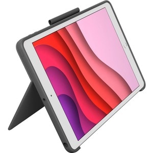 Logitech Combo Touch Keyboard/Cover Case Apple, Logitech iPad (7th Generation) Tablet - Graphite - Scuff Resistant, Scratc
