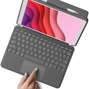 Logitech Combo Touch Keyboard/Cover Case for 25.9 cm (10.2") Apple, Logitech iPad (7th Generation) Tablet - Graphite - Scu