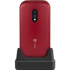 Doro 6041 Feature Phone - 320 x 240 - 2G - Red, White - Flip - MediaTek MT6260A SoC - 2 SIM Support - SIM-free - Rear Came