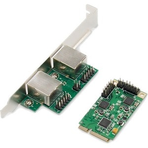 Digitus DN-10134 Gigabit Ethernet Card for PC - 10/100/1000Base-T - Plug-in Card - Mini PCI Express - 2 Port(s) - 2 - Twis