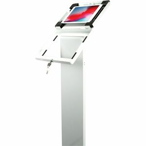 CTA Digital Premium Small Locking Floor Stand Kiosk (White) - Up to 8" Screen Support - 50" Height x 13.50" Width x 16" De