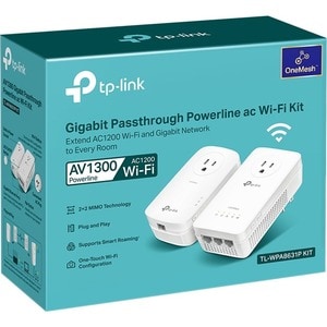 TP-Link TL-WPA8631P KIT Powerline Network Adapter - 1 - 3 x Network (RJ-45) - 1300 Mbit/s Powerline - 300 m Distance Suppo