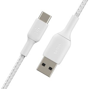 Belkin Braided USB-C to USB-A Cable (1m / 3.3ft, White) - 1.01 m USB-C/USB-A Data Transfer Cable for Smartphone, Tablet, N