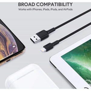 AUKEY USB-A to Lightning Cable Mfi Certified Nylon Braided - 6.6 ft (2 m) Lightning/USB Data Transfer Cable for Computer -