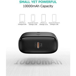 AUKEY Basix Mini 10000mAh PD Power Bank - For iPhone, Gaming Console, iPad Air, Smartphone - 10000 mAh - 2 A - 9 V DC Outp