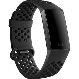 Fitbit Adjustable Smartwatch Band - Large (L) - Black - Silicone, Aluminium