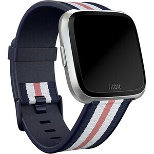 Fitbit Adjustable Smartwatch Band - Small (S) - Navy, Pink - Woven, Aluminium